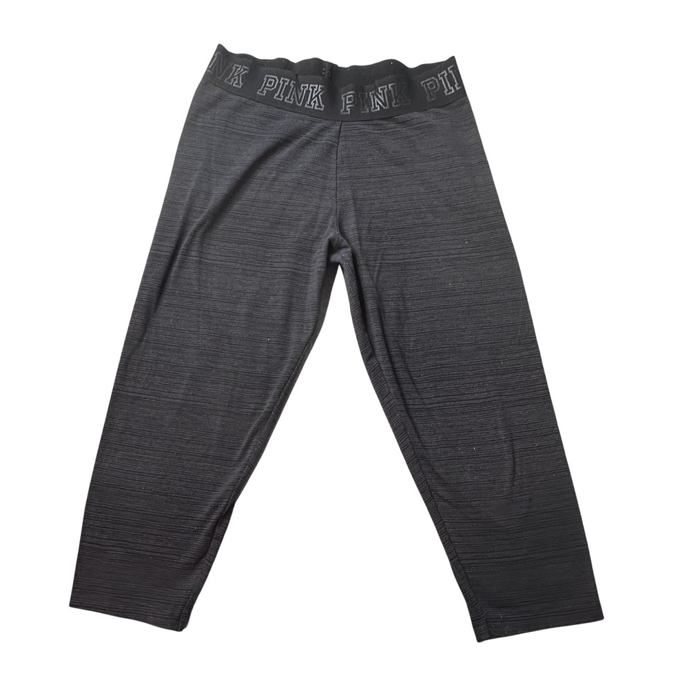 PINK Victoria's Secret Ultimate Leggings‎ Womens M Black Capri Mid Rise Stretch